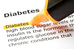 the word diabetes and some text being highlighted on a page