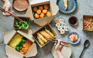 various take away boxes of food
