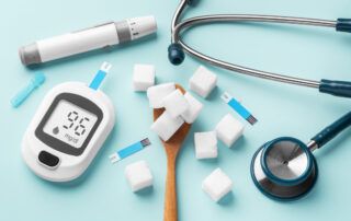 Sugar cubes in a spoon with blood