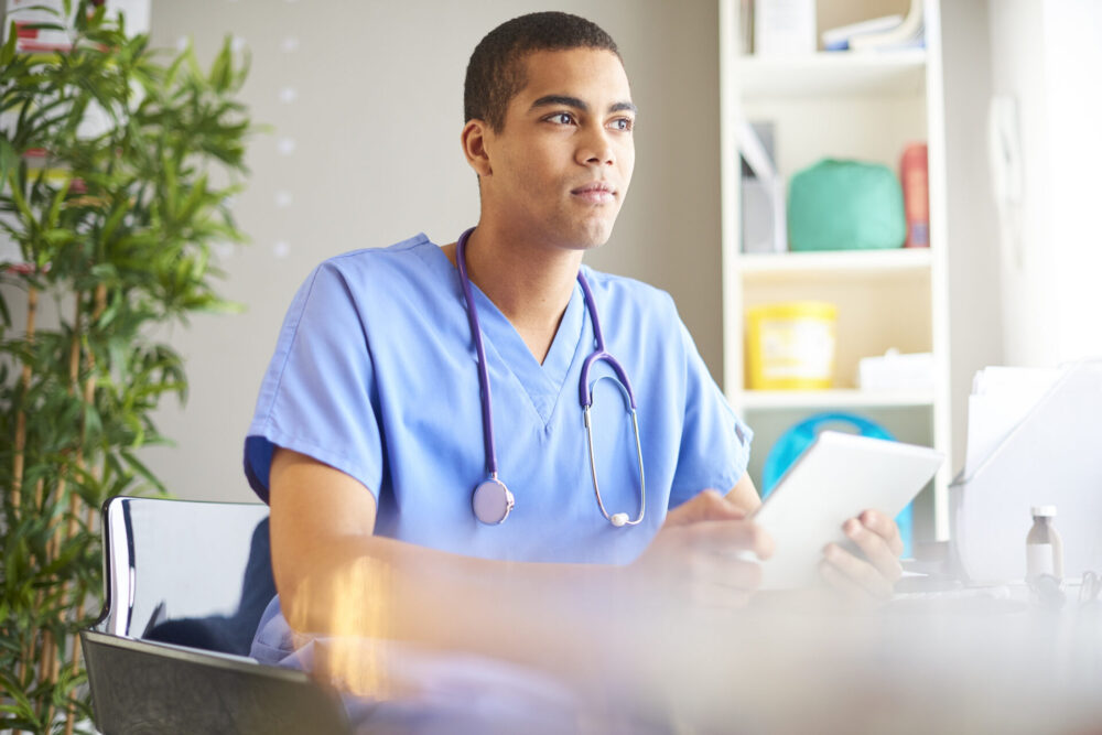 Junior doctor reflecting