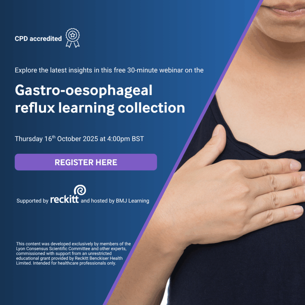 Free 30-minute webinar: master the latest in gastro-oesophageal reflux disease (GORD) care – CPD accredited